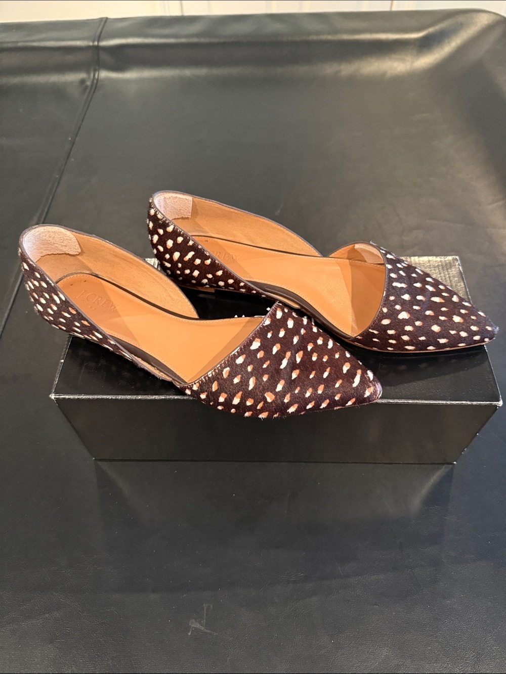 JCrew Factory Zoe calf hair D'Orsay Flats 9.5 w/ box